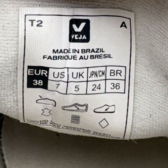 Veja Esplar Women's Size 7 Campos Leather Sneakers Lace Up Low Top White Black - Picture 15 of 15